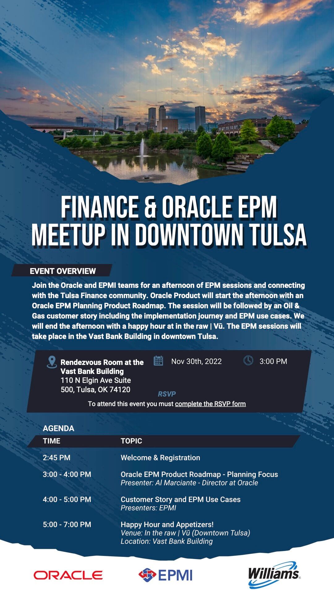 Finance & Oracle Tulsa Meetup Flyer